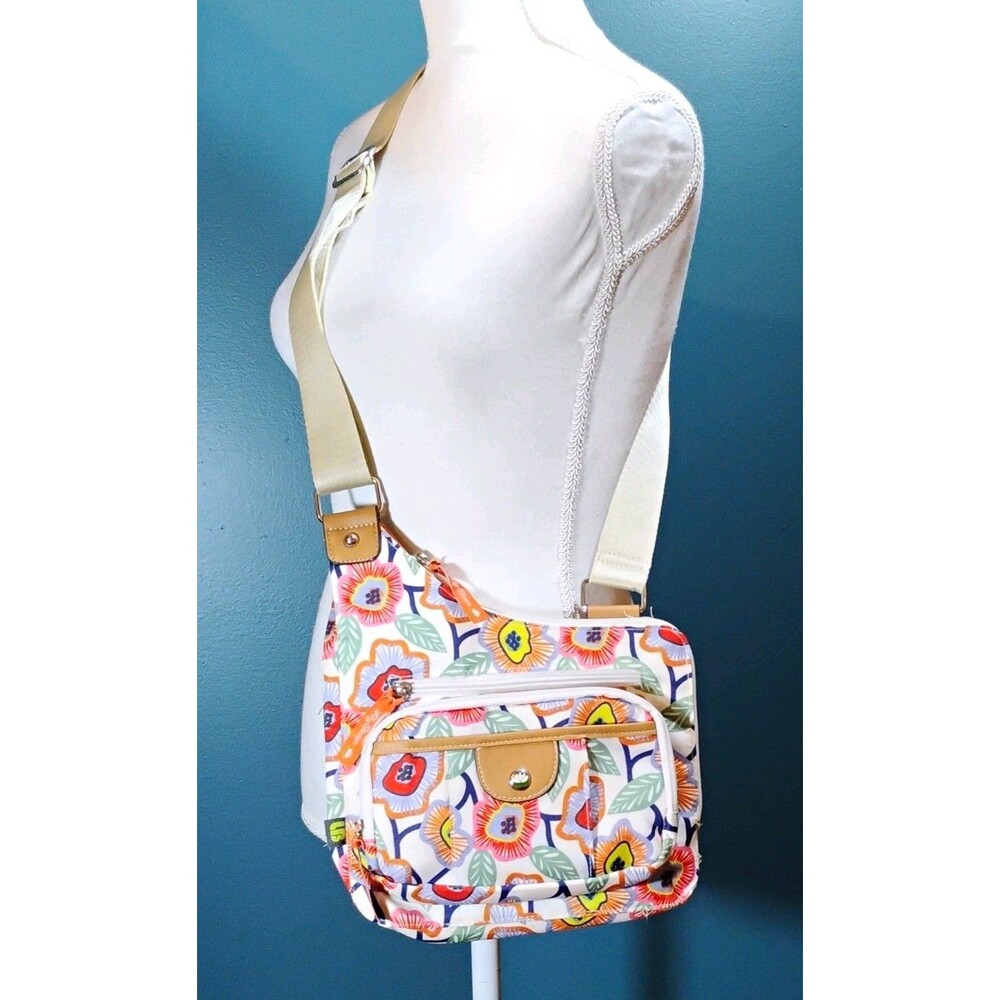 Lily Bloom Floral Multicolor Crossbody Bag Zip Closure Adjustable Strap Pockets